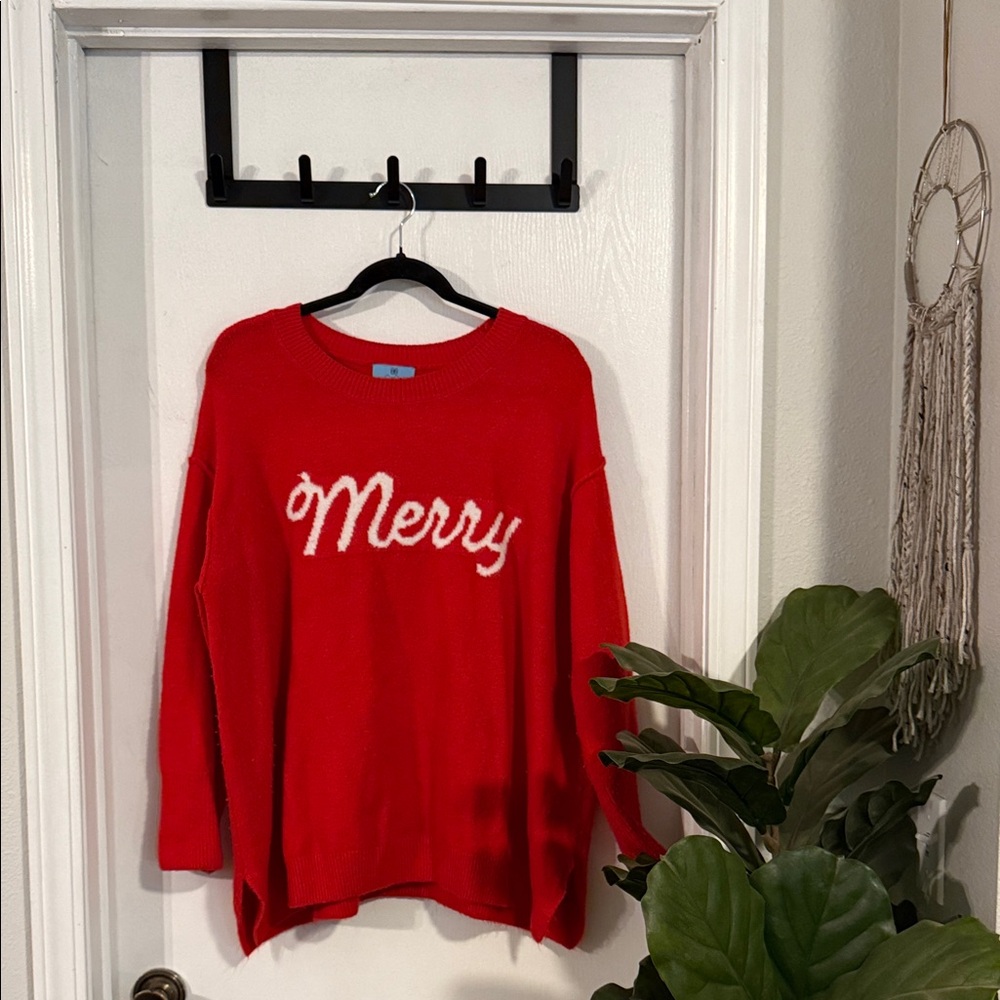 CeCe Red 'Merry' Crew Neck Sweater